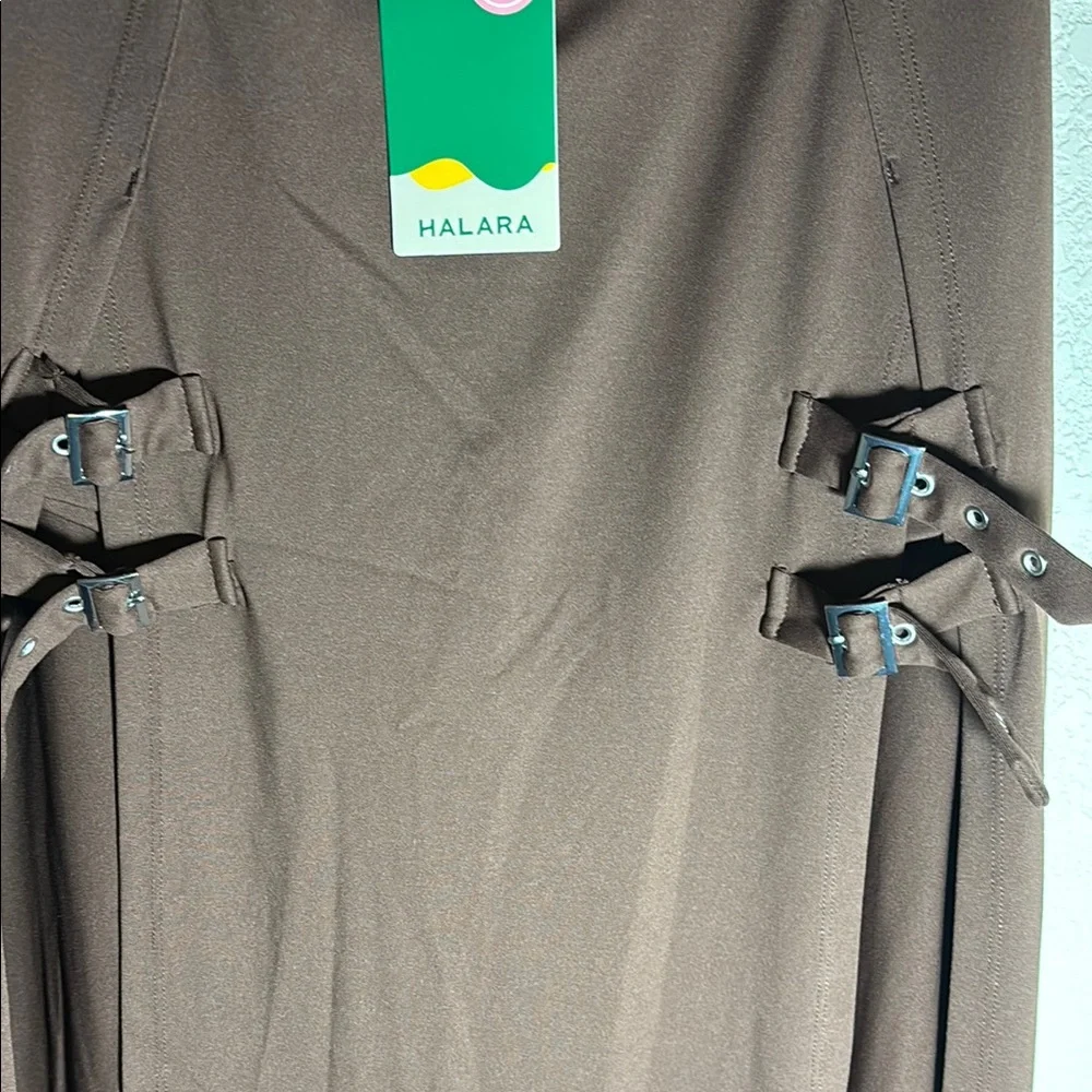 Halara‎ Brown Maxi A-Line Skirt with Buckle Front